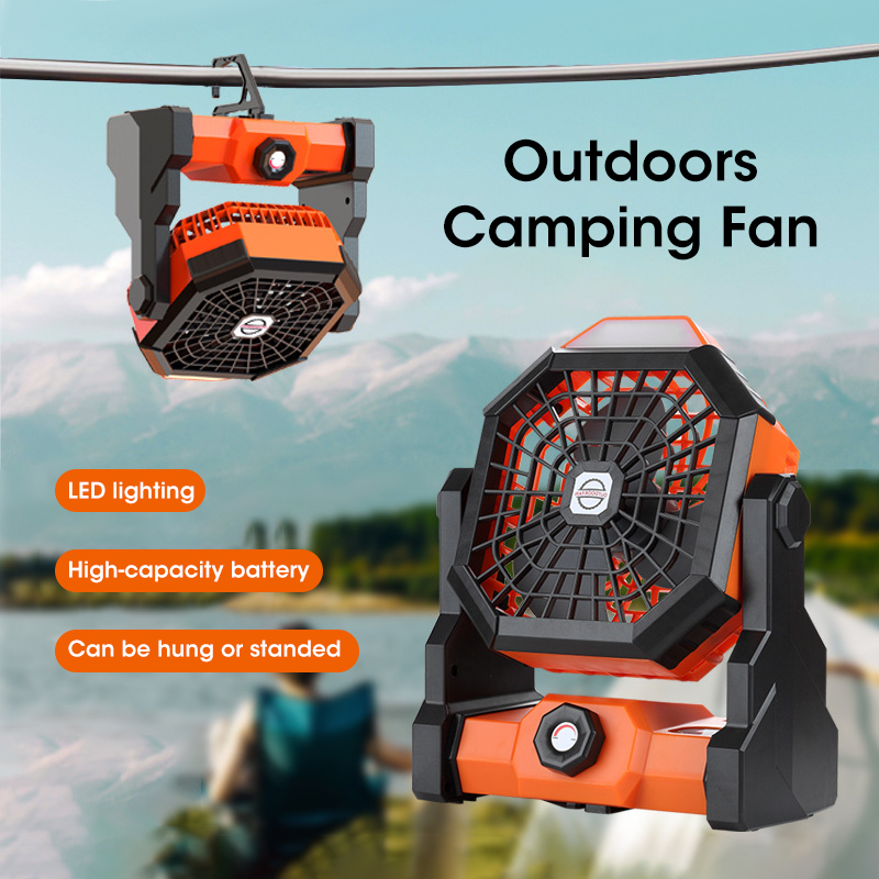 Outdoor Power Fan - 10000mAh Camping Fan with LED Lantern