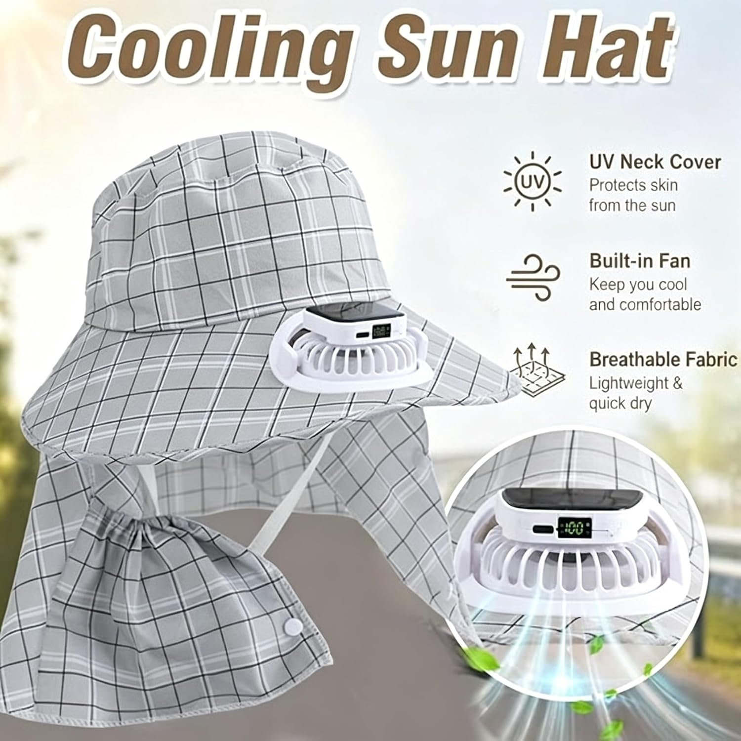 1PC Solar Power Neck Guard Fan - Outdoor Power Fan recension och pris
