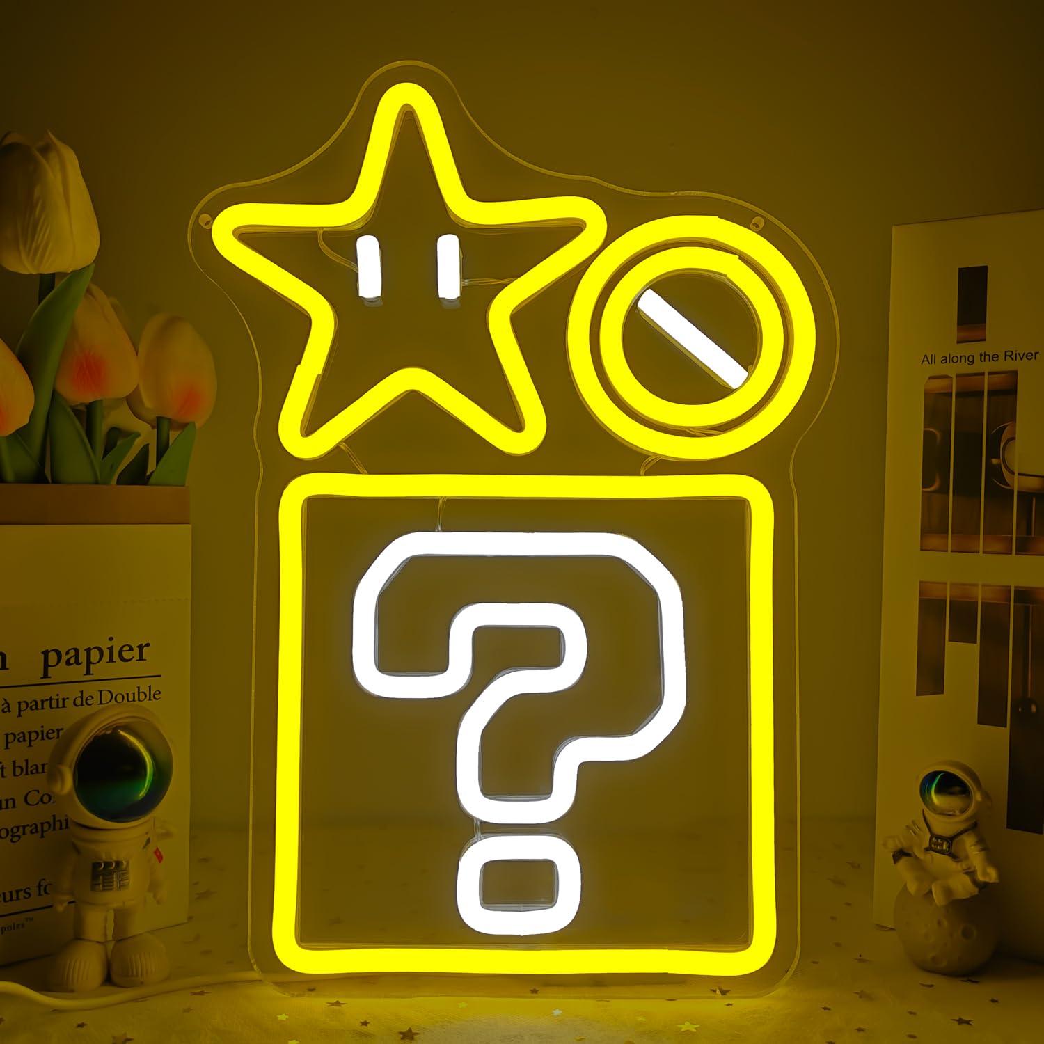 Question Block Star Neon Sign  - Outdoor Power Block recension och pris