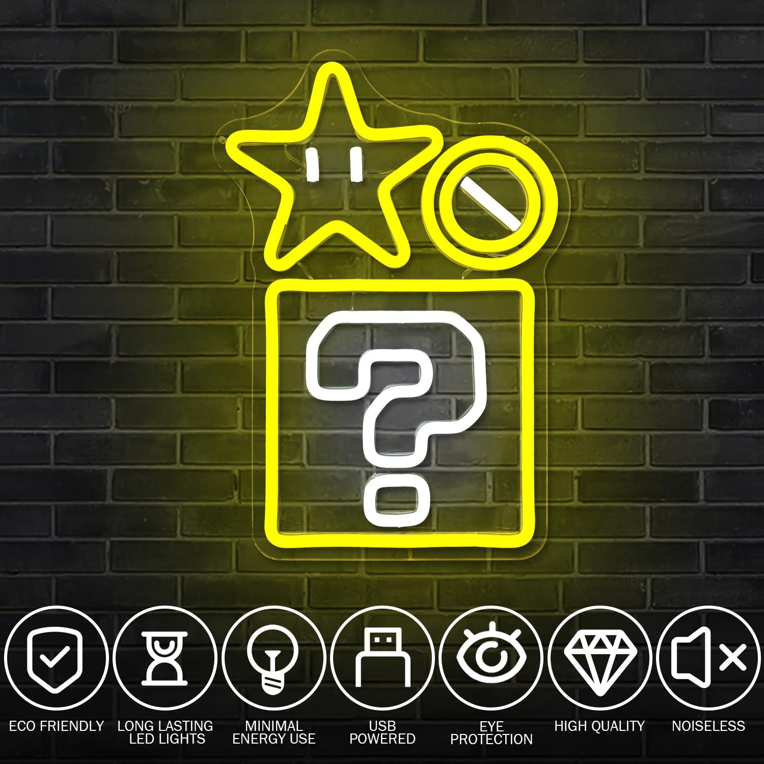Question Block Star Neon Sign  - Outdoor Power Block recension och pris