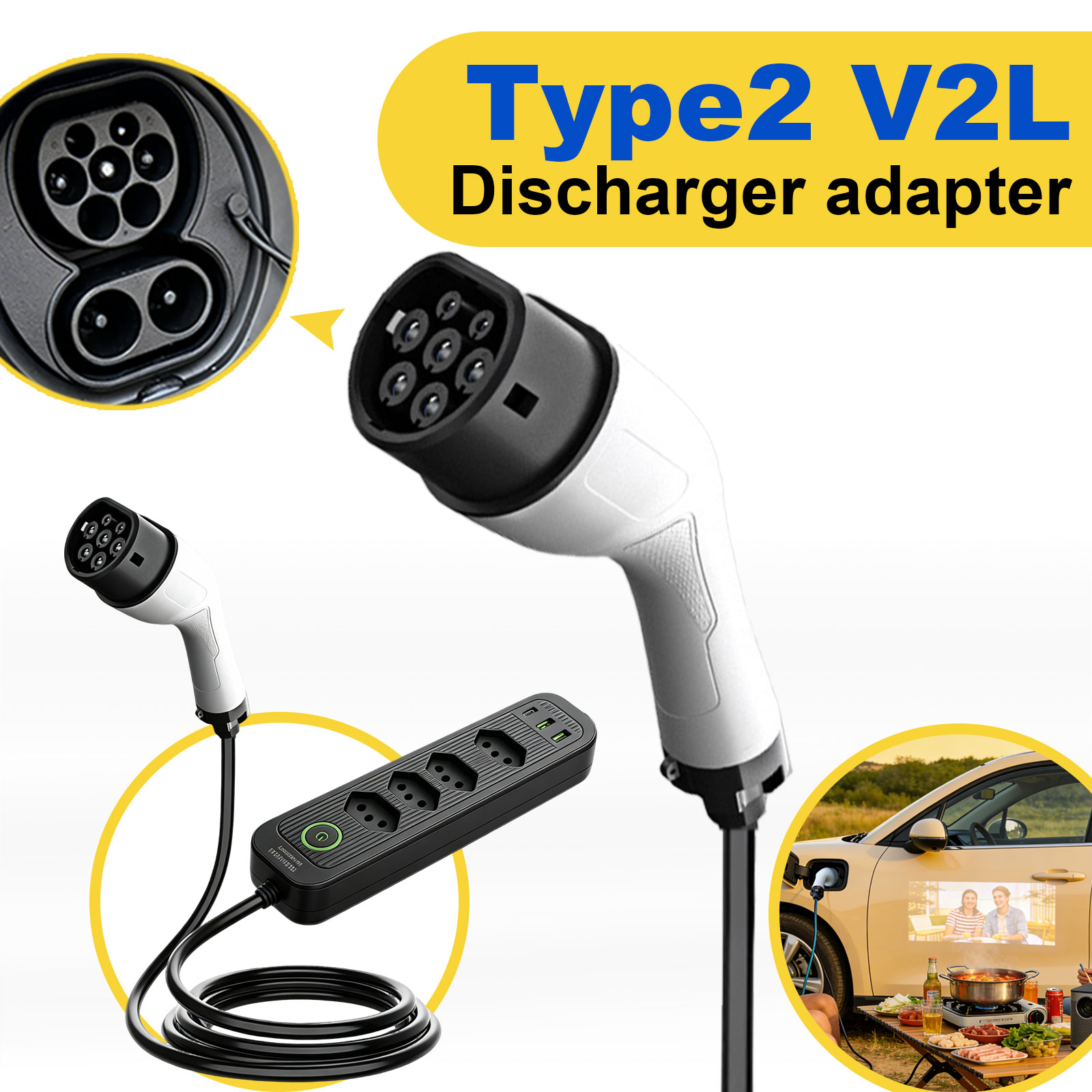 Type2 V2L Discharge Adapter 16 - Outdoor Power Socket recension och pris