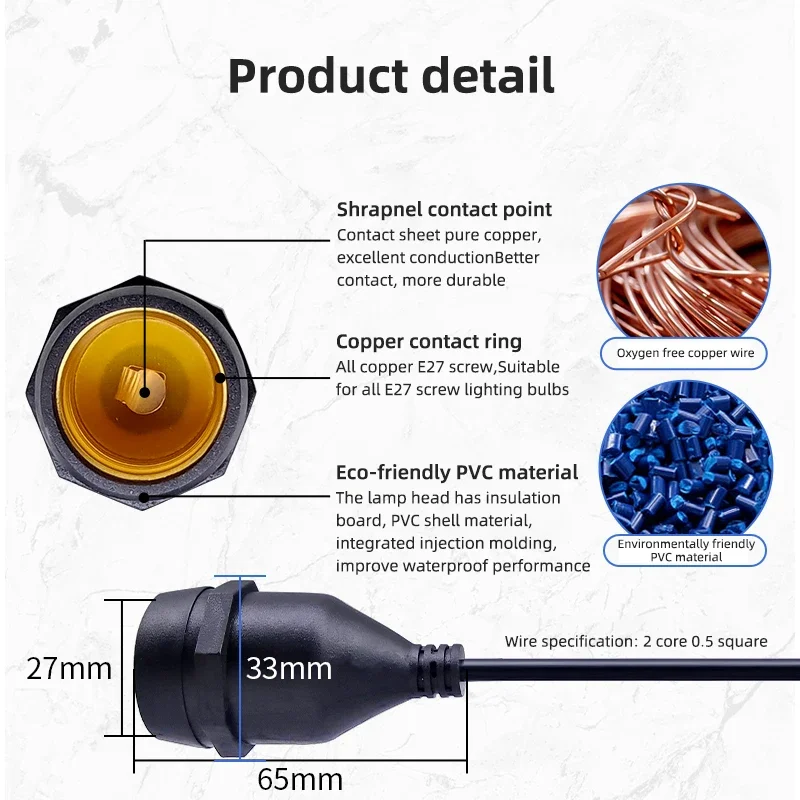 Universal E27 Lamp Head Power  - Outdoor Power Lead recension och pris