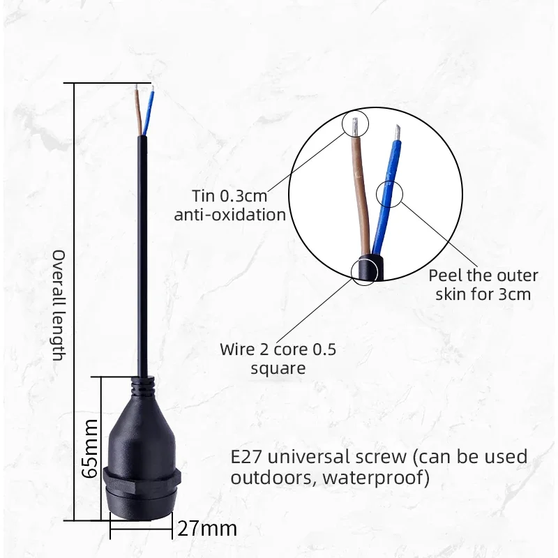 Universal E27 Lamp Head Power  - Outdoor Power Lead recension och pris