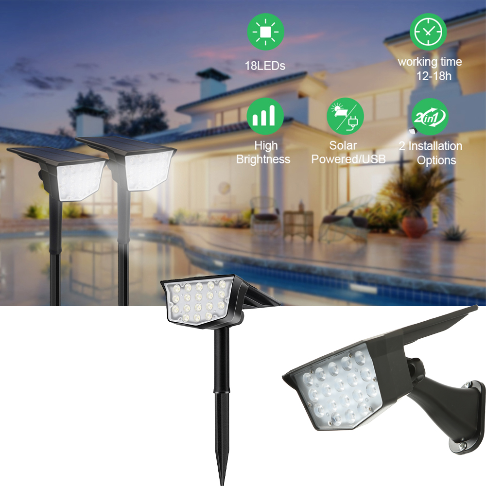 2Pcs Solar Outdoor Spot Lights - Power Switch Outdoor recension och pris